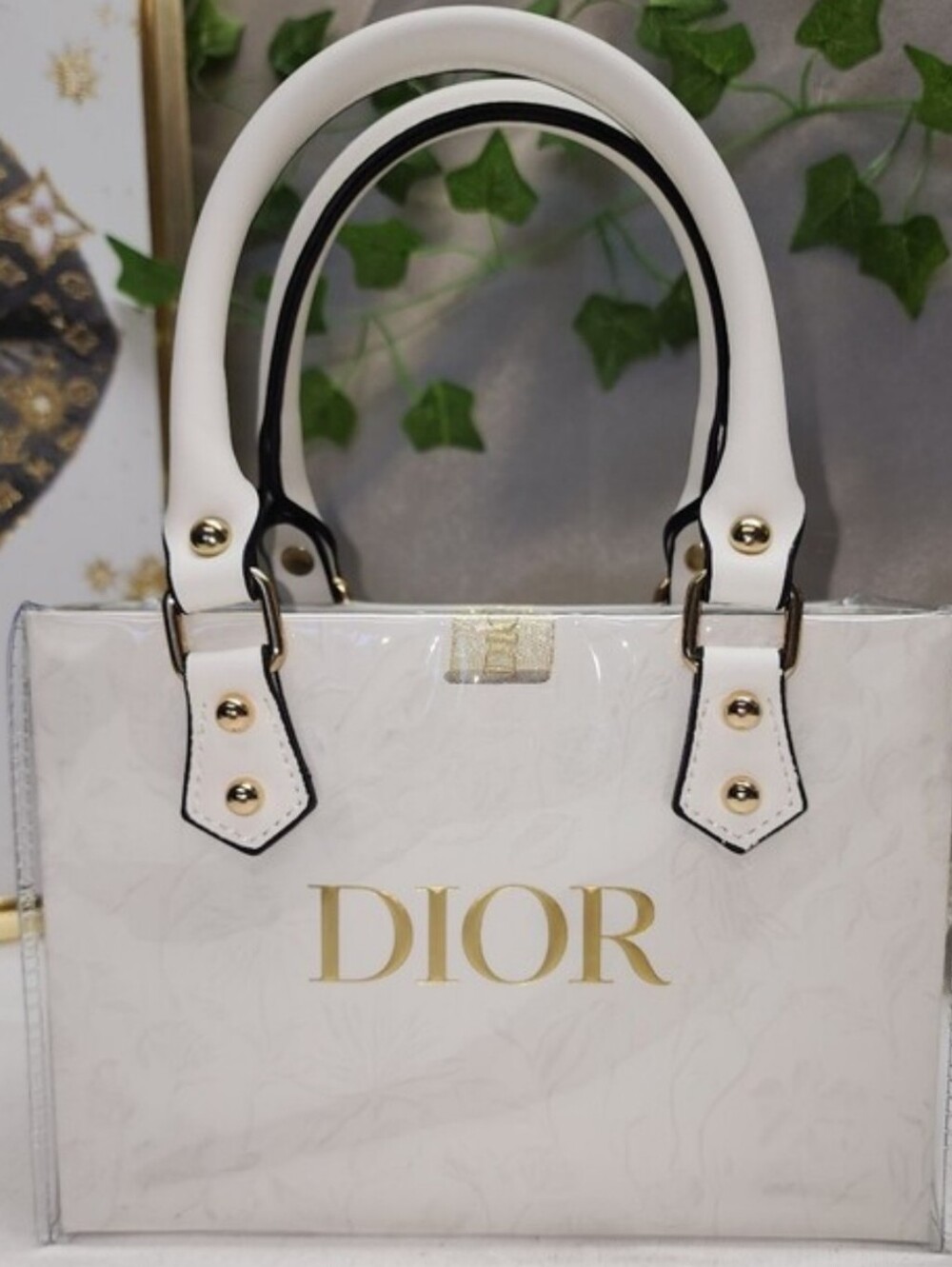 Authentic Dior PVC Shopping Retail Tote W/ Authentic Dior Charm Limited Edition - Picture 4 of 15